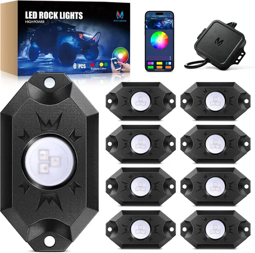 Miniatura 12 de MICTUNING C2+ RGB+IC Luces de Roca con Colores Cambiantes, Impermeables IP68, 2 piezas de Luces de Neón para Rocas (No Incluye Controlador)