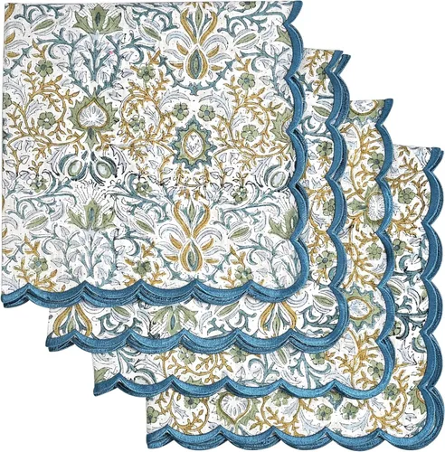 Miniatura 13 de Ridhi Juego de 4 servilletas bordadas reutilizables de algodón para bodas, fiestas, regalo diario para primavera, Pascua, San Valentín
