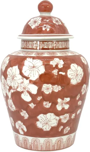 Miniatura 11 de Galt International Tarro chinoiserie de grúa floral azul y blanco de 12 pulgadas con tapa, tarro de jengibre, almacenamiento de té, decorativo