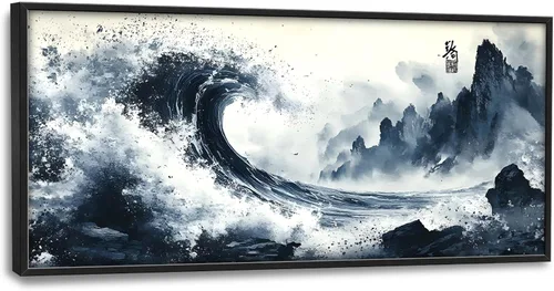 Miniatura 136 de Cuadros Grandes Enmarcados Arte de Pared para Sala de Estar, Lobos del Bosque Decoración de Pared de Gran Tamaño Lobo Animal Impresión en Lienzo