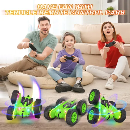 Miniatura 5 de Terucle Coche de Control Remoto, Coches RC Acrobacias Juguetes de Coche RC con Luces LED Mejoradas y Faros Juguetes para Niños Doble Lado Rotación
