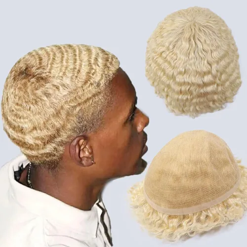 Miniatura 15 de HAPPY&CC Afro - Sistema de piezas de cabello humano tipo toupee para hombre, encaje suizo duradero con poliuretano para hombre, peluca tipo tupé #1