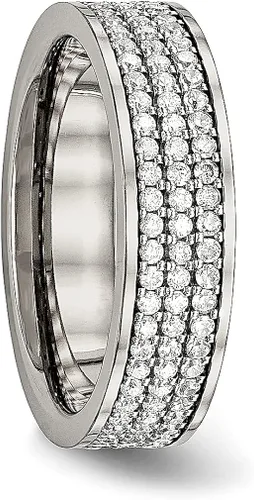 Miniatura 4 de ICE CARATS Titanium Cubic Zirconia Cz 6mm Flat Wedding Ring Band Fashion Jewelry for Women Gifts for Her