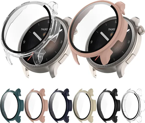 Miniatura 3 de Funda compatible con Amazfit Balance Frame PC funda protectora + película de vidrio templado para Amazfit Balance Smartwatch protectores de pantalla