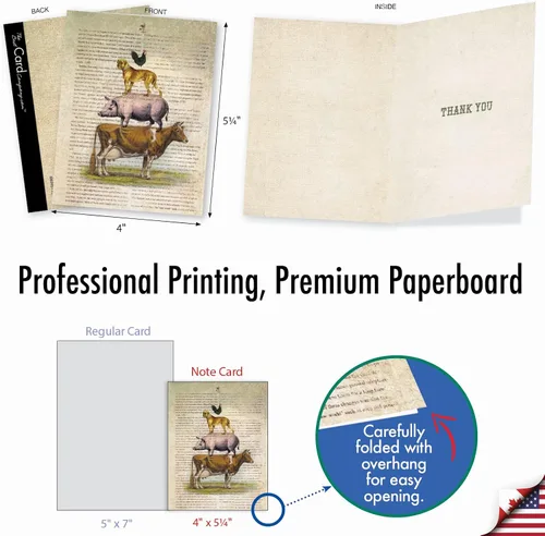 Miniatura 6 de The Best Card Company 10 tarjetas de felicitación de agradecimiento con sobres de 4 x 5.12 pulgadas – Tarjetas de notas «Farm Stand» – Di gracias