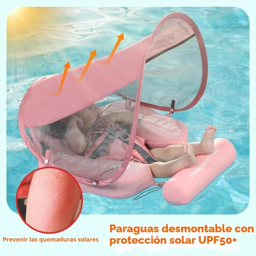 Miniatura 6 de Mambobaby Flotador con Toldo y Cola Nuevo Mejorado Flotador de Piscina No Inflable para Bebé Flotador de Natación Mambo Entrenador de Natación Tela