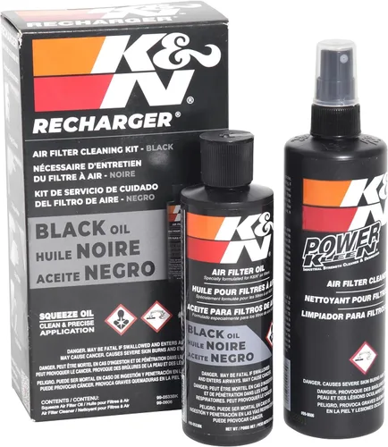 K&N Kit de limpieza del filtro de aire: limpiador de filtros de botellas y aceite de aceite negro; Restaura el rendimiento del filtro de aire del