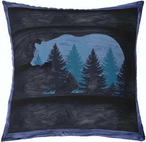 Miniatura 17 de Cartoon Bear Pillow Cover Cute Wild Animal Paw Print Cushion Cover for Kids Boys Girls Teens Jungle Pine Trees Silhouette Cabin Pillow Case for