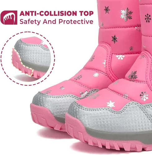 Miniatura 5 de Mishansha - Botas de nieve para niñas, niños niños pequeños niños grandes invierno, cálidas, impermeables, antideslizantes, anti colisión, corte