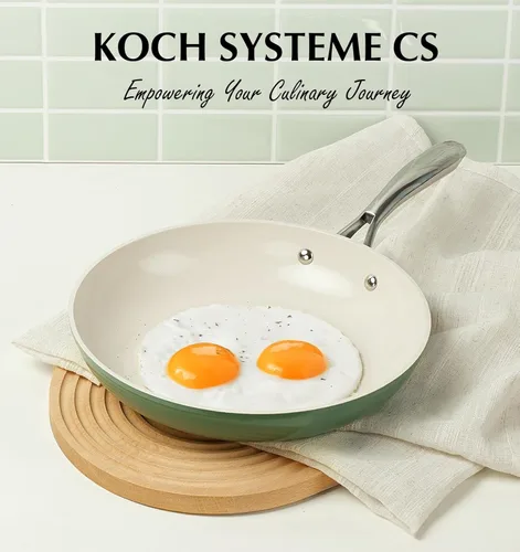 Miniatura 8 de KOCH SYSTEME CS Sartén antiadherente de 10 pulgadas con tapa, sartén de cerámica antiadherente con mango de acero inoxidable que se mantiene fresco