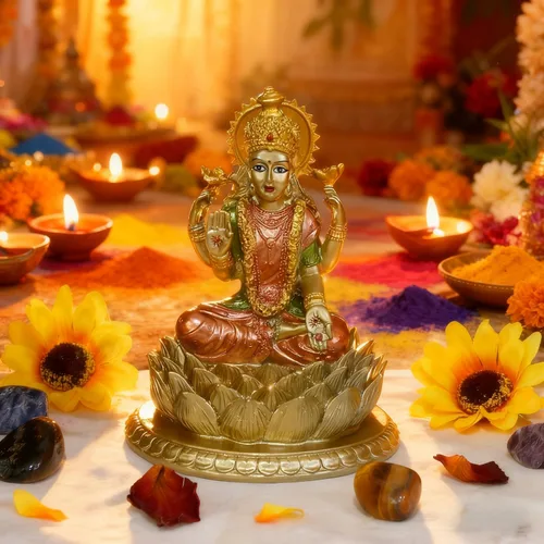 Miniatura 6 de BangBangDa Diosa hindú Señor Laxmi Estatua - Estatua de Lakshmi Dios indio Templo de oficina en casa Mandir Puja Artículos India Ídolo Figura Murti