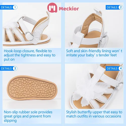 Miniatura 175 de Meckior Sandalias de verano con punta abierta y suave de piel sintética para bebés y niñas pequeñas