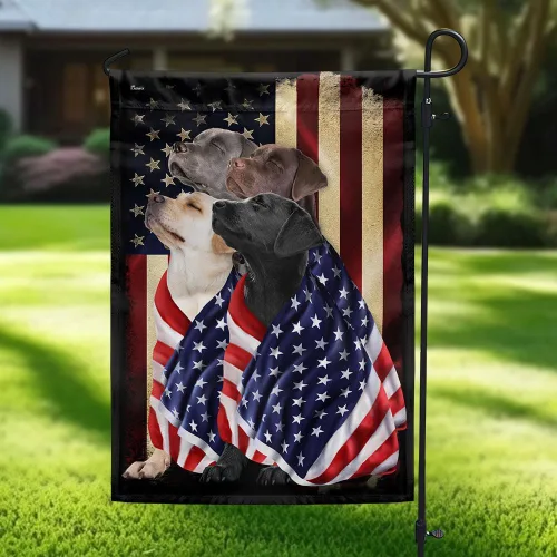 Miniatura 19 de FLAGWIX Banderas de perro patriota americano, bandera de perro labrador retriever de doble cara, decoración para el hogar, exterior, bandera