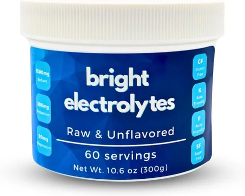 Polvo de electrolitos de hidratación brillante, crudo y natural, sin sabores añadidos, cero azúcar, sal marina, sal rosa del Himalaya, magnesio y