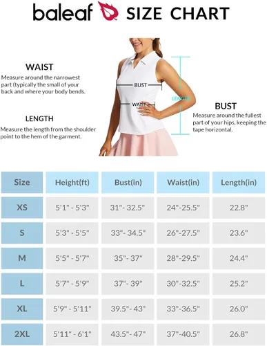 Miniatura 6 de BALEAF Camisetas de golf sin mangas para mujer, polo de espalda cruzada, con cuello UPF 50+, secado rápido