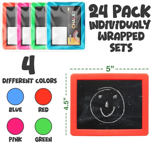 Miniatura 2 de Mini pizarra de tiza para niños, (paquete de 24) bolsas de regalos para niños, mini pizarra con 2 varillas de tiza y 1 borrador para niños y niñas