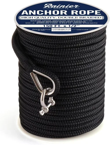 Miniatura 12 de RainierSupplyCo Cuerda de anclaje para barco - Línea de anclaje de cuerda marina trenzada doble - 100/150 / 200/300 pies de línea de navegación