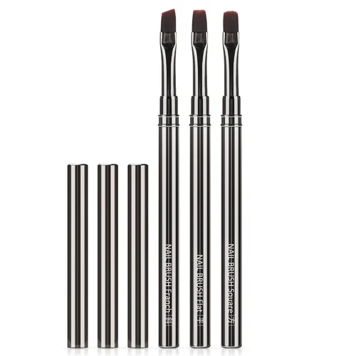 Miniatura 8 de Cepillos de limpieza para arte de uñas, 3 piezas de cepillos de uñas de gel planos/ovalados/de ángulo fino, para diseño de arte de uñas, pintura DIY