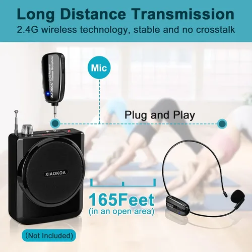 Miniatura 2 de Auriculares con micrófono inalámbricos, micrófono de cabeza inalámbrico de 2.4GHz, micrófonos con carga USB-C, rango de 165 pies, para amplificador