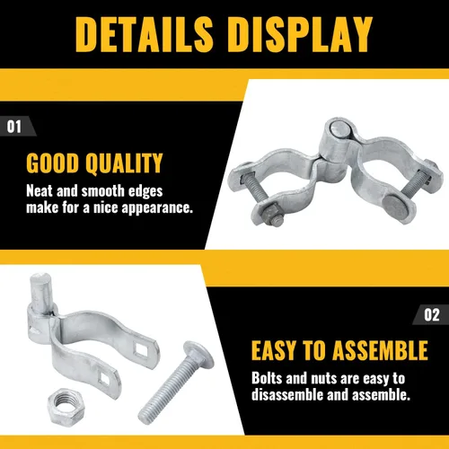 Miniatura 7 de VIVIDA Kit de bisagra de puerta de enlace de cadena de 1-5/8 pulgadas, incluye bisagras de puerta hembra y macho, herrajes para valla de eslabones