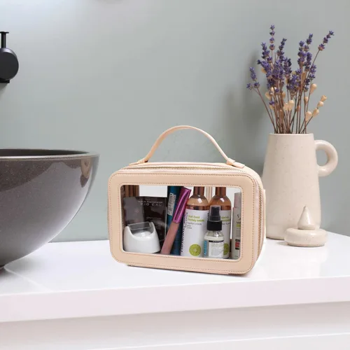 Miniatura 7 de LETGO Bolsas de maquillaje transparentes, bolsa de aseo aprobada por la TSA con cremallera, organizador de maquillaje transparente para artículos