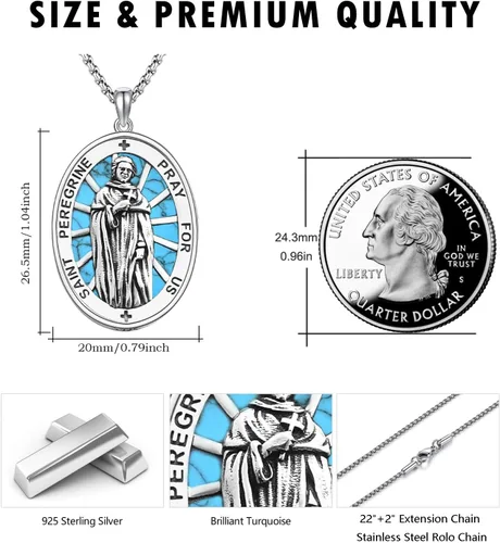 Miniatura 73 de Collar de plata de ley 925 con medalla de San Patrón, colgante de protección católica, amuleto, joyería religiosa para hombres y mujeres