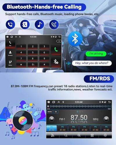 Miniatura 4 de 8 Core 6+128G para Hyundai Accent Verna Solaris 2010-2016 Android Car Stereo, 9" IPS Car Radio Wireless Carplay Android
