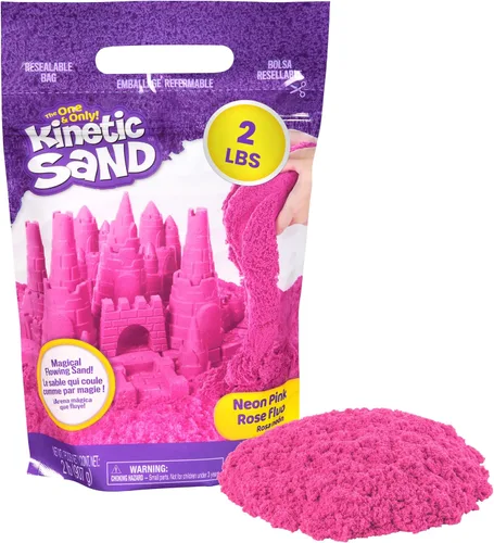 Kinetic Sand, 2 libras de arena rosa moldeable para jugar, juguetes sensoriales para niños, bolsa resellable (el empaque puede variar), regalos de