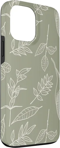 Miniatura 3 de Funda verde salvia para iPhone 13 Pro Max con diseño de hojas botánicas