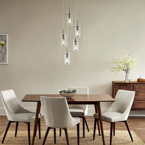 Miniatura 2 de Linea di Liara Effimero - Lámpara colgante de 5 luces en racimo de luces para escaleras, lámpara grande de níquel cepillado, moderna lámpara