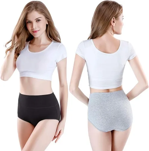 Miniatura 2 de wirarpa Ropa interior de algodón para mujer, de cintura alta, cobertura completa, paquete de 4 unidades (talla regular y grande)