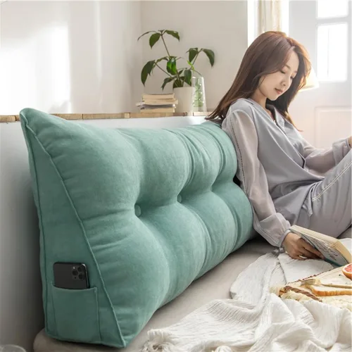Miniatura 4 de Almohada triangular para cabecero de lectura, cojín de cuña, almohada grande para cama / almohada de lectura para sentarse en reposo en cama, Marrón
