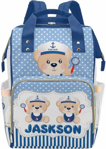 Miniatura 35 de Mochila personalizada para pañales con nombre, mochila grande multifuncional personalizada para pañales de gran capacidad, bolsa de mamá para nueva