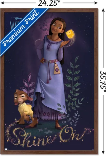 Miniatura 3 de Trends International Disney Wish - Póster de pared Asha, 22.37 x 34.00 pulgadas, versión enmarcada de caoba