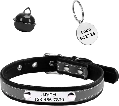 Miniatura 9 de Collares de gato reflectantes personalizados con etiqueta de nombre y placa, collar de gato personalizado grabado con nombre y teléfono, collar