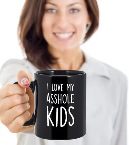 Miniatura 3 de Taza de café divertida con texto en inglés "I Love My Asshole Kids Awesome Novelty and Sarcastic Gift", taza de té de cerámica de 11 oz y 15 oz