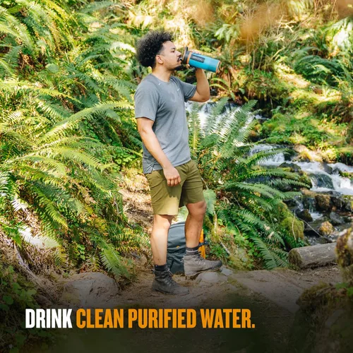 Miniatura 7 de GRAYL GeoPress - Botella purificadora de agua de 24 onzas, filtro para senderismo, campamento, supervivencia, viajes (azul Bali)