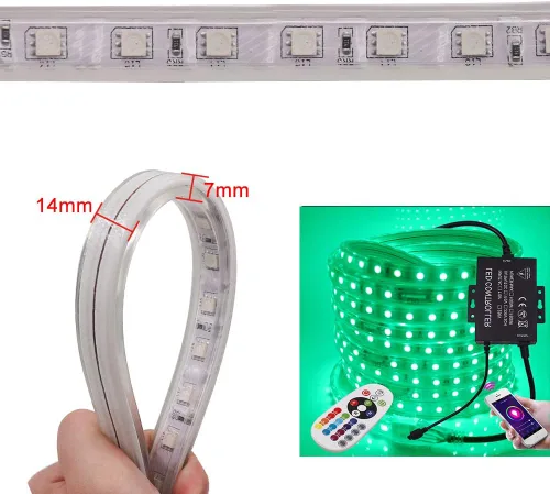 Miniatura 6 de Tira de luces LED, WiFi 110-130V RGB regulable, impermeable, 5050 60 LED/m, con controlador de 1500 W, compatible con Alexa, Google Home, iOS