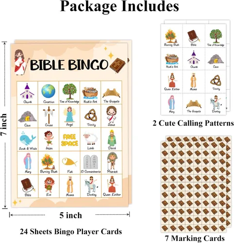 Miniatura 2 de Juego de tarjetas de bingo de la Biblia, juego de bingo para la familia de adultos, juego de bingo bíblico para adultos, suministros de fiesta