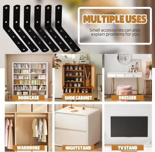 Miniatura 6 de Anclajes de pared para muebles, 12 unidades, antipunta, a prueba de bebés, para asegurar la seguridad, 400 libras, estantería de tocador a la pared