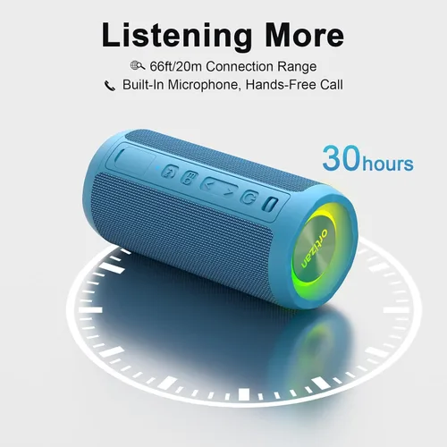 Miniatura 4 de Ortizan Altavoz Bluetooth portátil inalámbrico, IPX7 impermeable, a prueba de polvo y a prueba de óxido, potente sonido de 24 W, graves mejorados