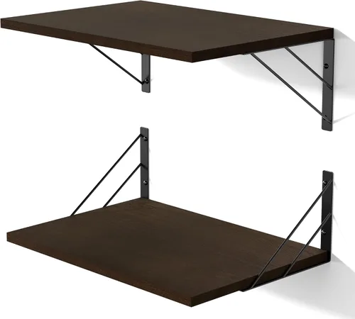 Miniatura 12 de Love-KANKEI Estantes flotantes anchos para pared, color negro de 16 pulgadas de ancho x 12 pulgadas de profundidad, estantes de pared grandes