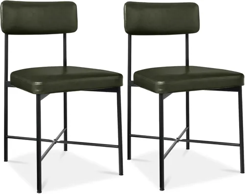 Miniatura 11 de Best Choice Products Juego de 2 sillas de comedor de piel sintética, altura estándar, cojines acolchados con marco de metal para cocina y comedor