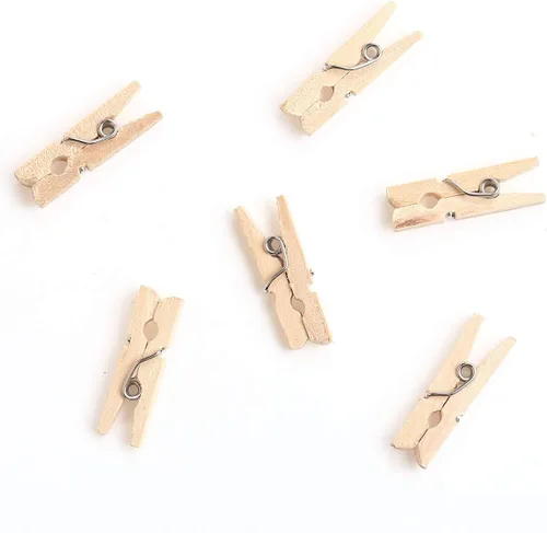 Miniatura 7 de CCINEE 150 pinzas de madera natural dorada de 1 pulgada, pines de ropa pequeños, clips de madera con textura natural para proyectos de bricolaje