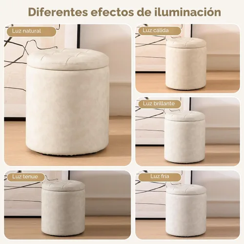 Miniatura 4 de oakvivo Otomana redonda de piel sintética con almacenamiento de 12.6" de ancho x 14.17" de alto y 14.76" de ancho x 17.32" de alto, juego de 2, mesa