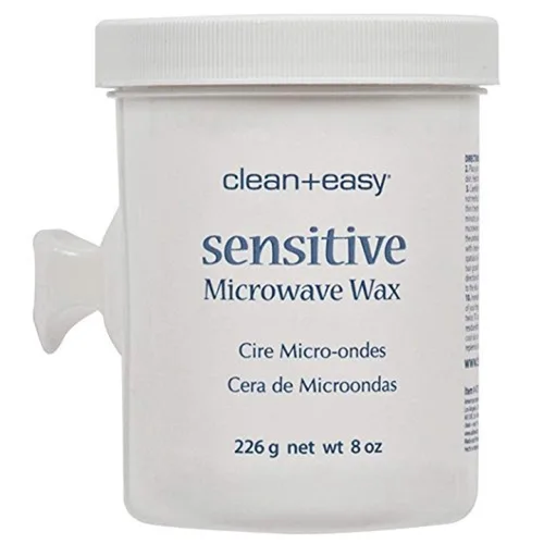 Clean + Easy Cera sensible para microondas, cera suave para depilación facial y de cuerpo completo, tratamiento de depilación sin tiras para pieles