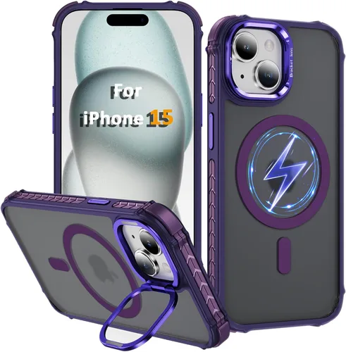 Miniatura 54 de i Phone 13 - Funda para iPhone 14, compatible con carga inalámbrica MagSafe, resistente, a prueba de golpes, soporte ajustable, color rojo mate