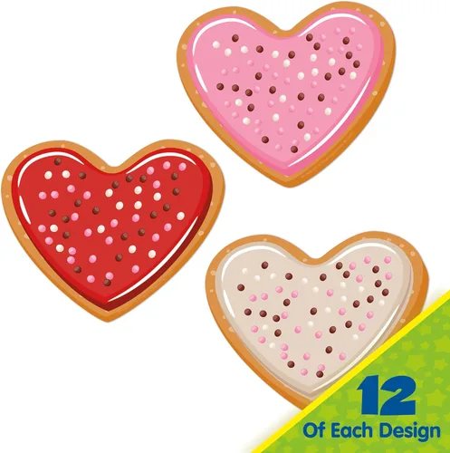 Miniatura 6 de Eureka Galletas de San Valentín recortadas de papel para decoración de aula para profesores, 36 piezas