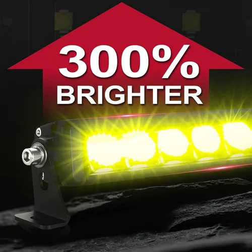 Miniatura 4 de OFFROADTOWN 8inch 120W 2pcs LED Light Bar Amber Single Row Fog Lights LED Pods Slim Offroad Driving Lights Yellow Spot Bumper Light with Wiring