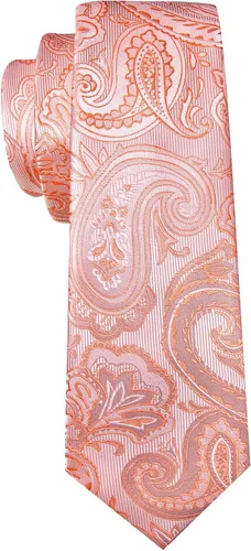 Miniatura 97 de Barry.Wang - Juego de corbata de seda para hombre, diseño de cachemira, pañuelo y gemelos de bolsillo